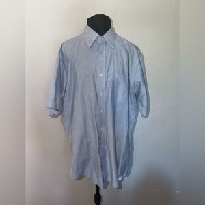 Vintage LL Bean Shirt Mens 17 Light Blue Short Sleeve Button Down Made USA 90s